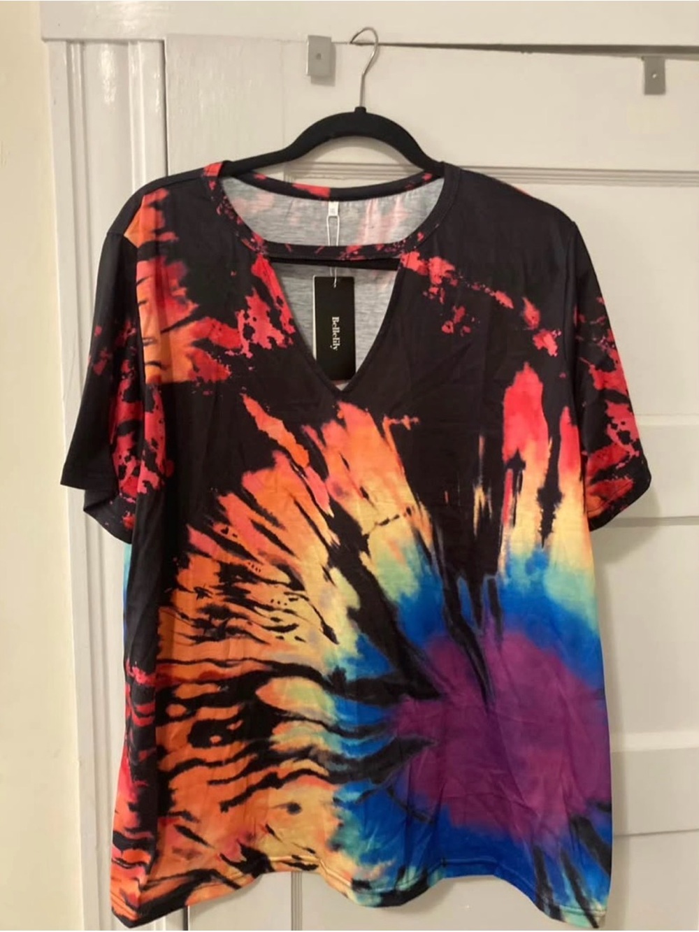 Women's Multicolor Tie-Dye V-Neck Tee